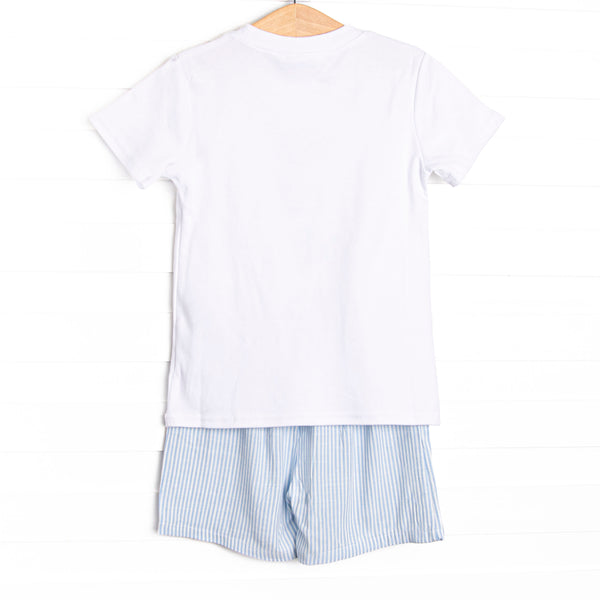Shimmering Scales Applique Short Set, Blue