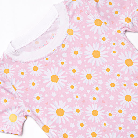 Dotted with Daisies Bamboo Pajama Short Set, Pink