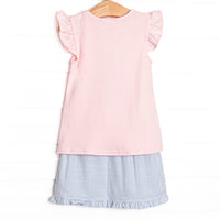 Shimmering Scales Applique Skort Set, Pink