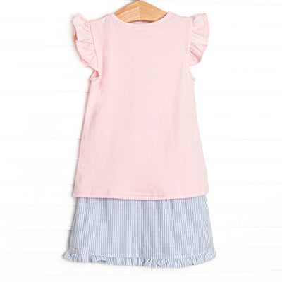 Shimmering Scales Applique Skort Set, Pink
