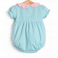 Annie Puff Sleeve Bubble, Mint Stripe