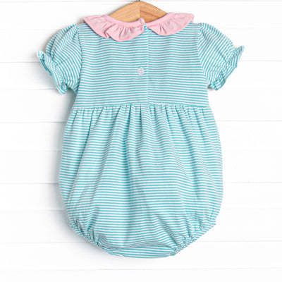 Annie Puff Sleeve Bubble, Mint Stripe