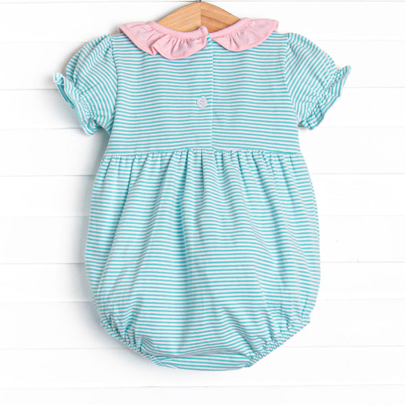 Annie Puff Sleeve Bubble, Mint Stripe