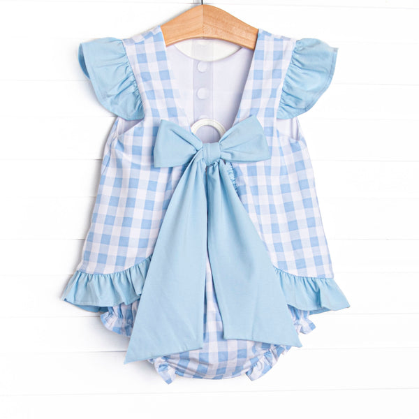 Off Land Lobster Smocked Ruffle Diaper Set, Blue