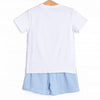 School of Fish Applique Short Set, Blue