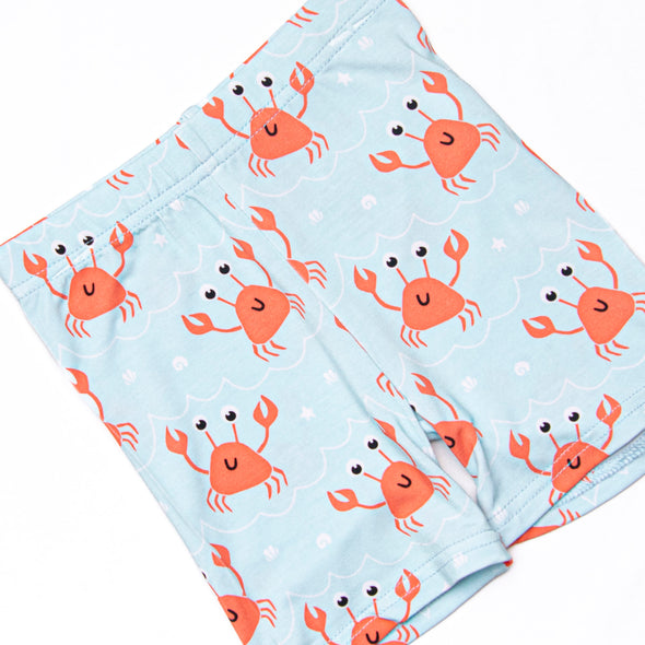 Sand Crab Sleeper Bamboo Pajama Short Set, Blue