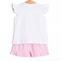 Force of Fun Smocked Ruffle Short Set, Pink