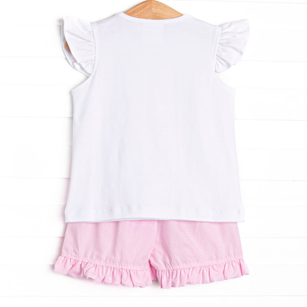 Force of Fun Smocked Ruffle Short Set, Pink