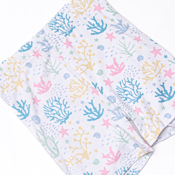 Coral Reef Florals Bamboo Pajama Short Set, Pink
