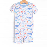 Deep Blue Discovery Bamboo Pajama Short Set, Blue
