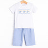 Up in the Air Smocked Pant Set, Blue