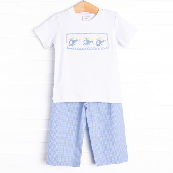 Up in the Air Smocked Pant Set, Blue