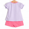 Poppy Ruffle Short Set, Pink and Purple Stripe