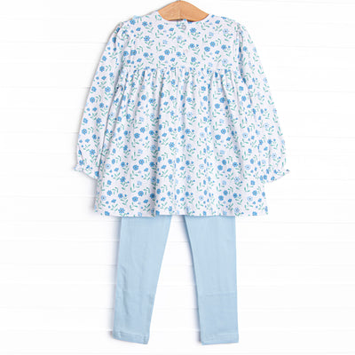 Mae Magnolia Ruffle Legging Set, Blue