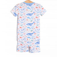 Deep Blue Discovery Bamboo Pajama Short Set, Blue