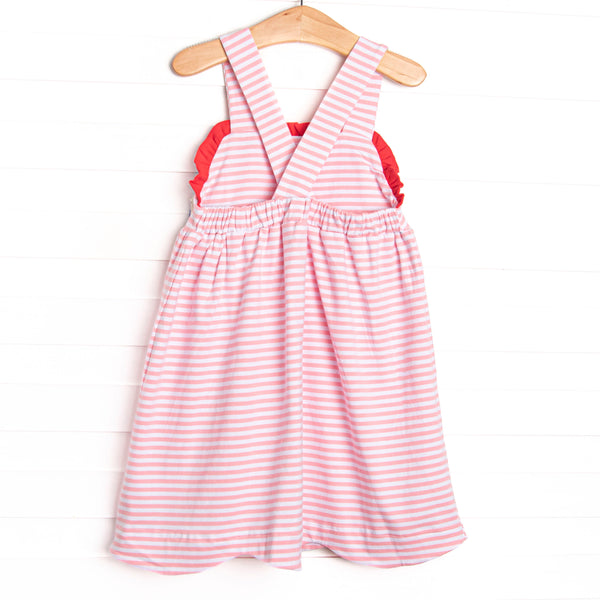 Sweetest Pick Applique Dress, Pink Stripe