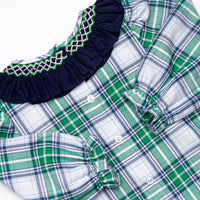 Blue Christmas Smocked Skirt Set, Green