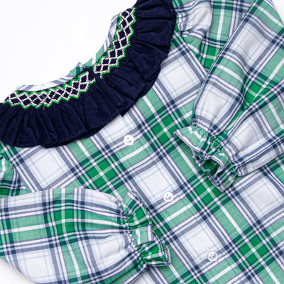Blue Christmas Smocked Skirt Set, Green