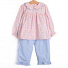 Sapphire Scallops Ruffle Pant Set, Blue