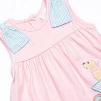 Wheelbarrow Wags Applique Ruffle Short Set, Pink