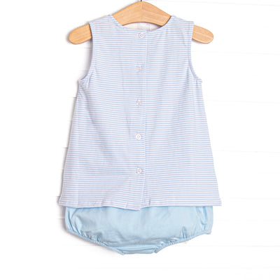 Summer Snow Cones Applique Diaper Set, Blue Stripe