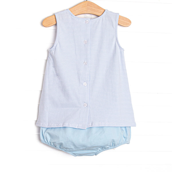 Summer Snow Cones Applique Diaper Set, Blue Stripe