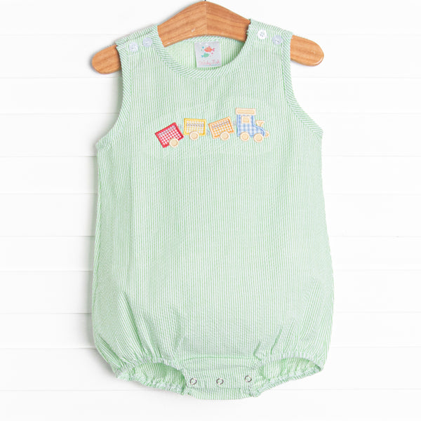 Little Steam Engine Applique Bubble, Green