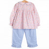 Sapphire Scallops Ruffle Pant Set, Blue