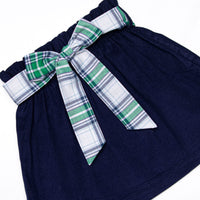 Blue Christmas Smocked Skirt Set, Green