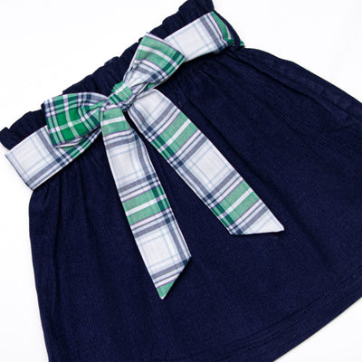 Blue Christmas Smocked Skirt Set, Green