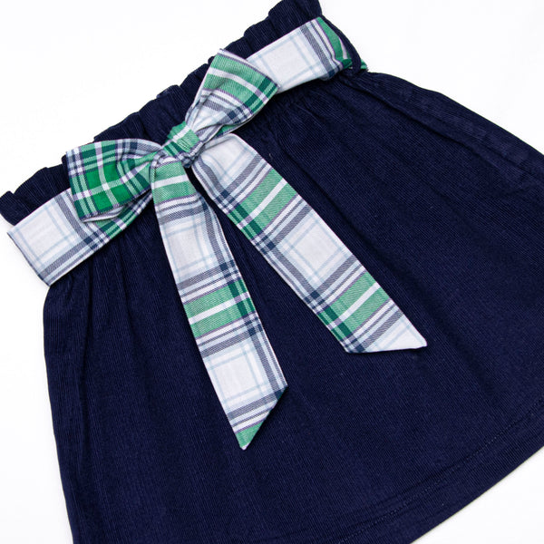 Blue Christmas Smocked Skirt Set, Green