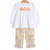 Pumpkin Spice Applique Ruffle Pant Set, Orange