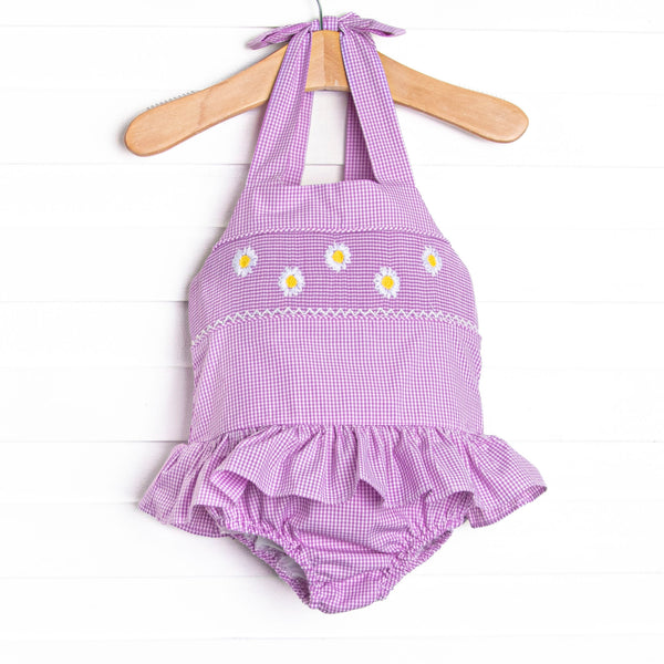 Darling Daisies Smocked One Piece, Purple