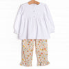 Pumpkin Spice Applique Ruffle Pant Set, Orange