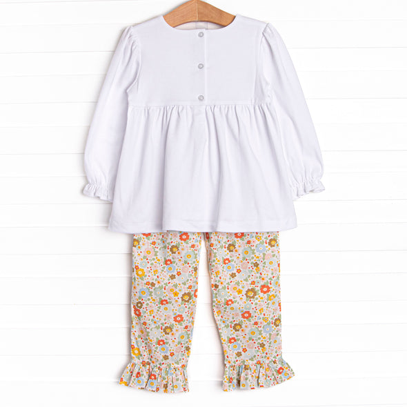 Pumpkin Spice Applique Ruffle Pant Set, Orange
