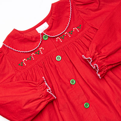 Christmas Candy Land Embroidered Bubble, Red