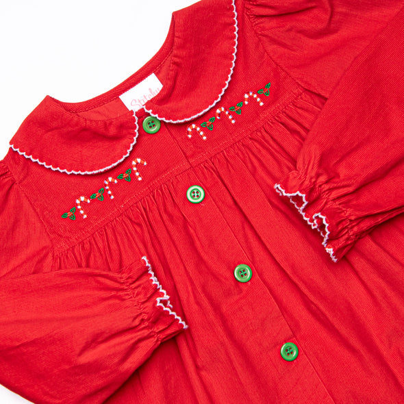 Christmas Candy Land Embroidered Legging Set, Red