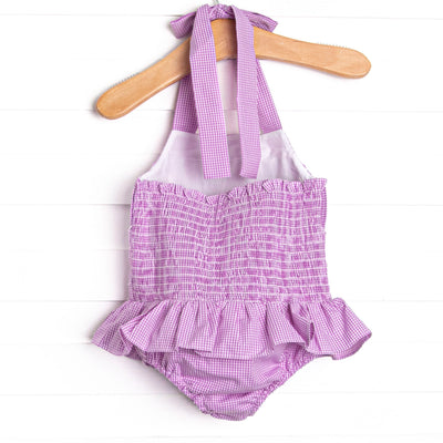 Darling Daisies Smocked One Piece, Purple