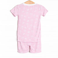 White Sands Bamboo Pajama Short Set, Pink