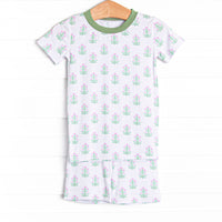 Fall Asleep Florals Bamboo Pajama Short Set, Green