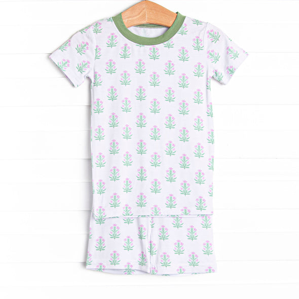 Fall Asleep Florals Bamboo Pajama Short Set, Green