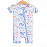Deep Blue Discovery Bamboo Short Zippy Pajama, Blue