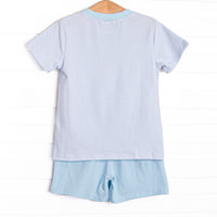 Summer Snow Cones Applique Short Set, Blue Stripe