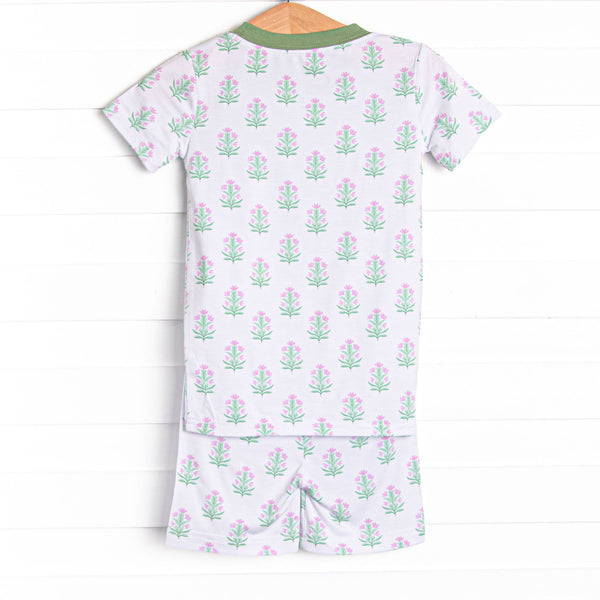 Fall Asleep Florals Bamboo Pajama Short Set, Green
