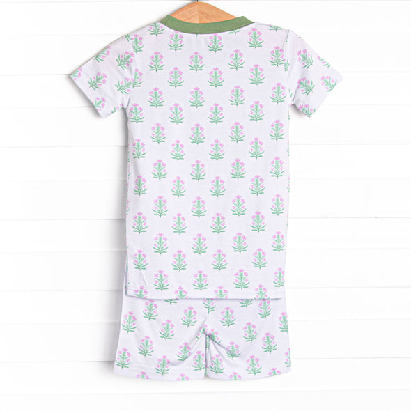 Fall Asleep Florals Bamboo Pajama Short Set, Green