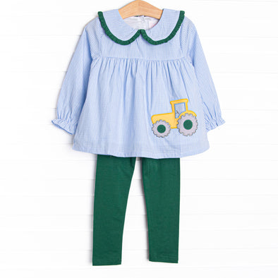 Harvest Hauler Applique Legging Set, Green