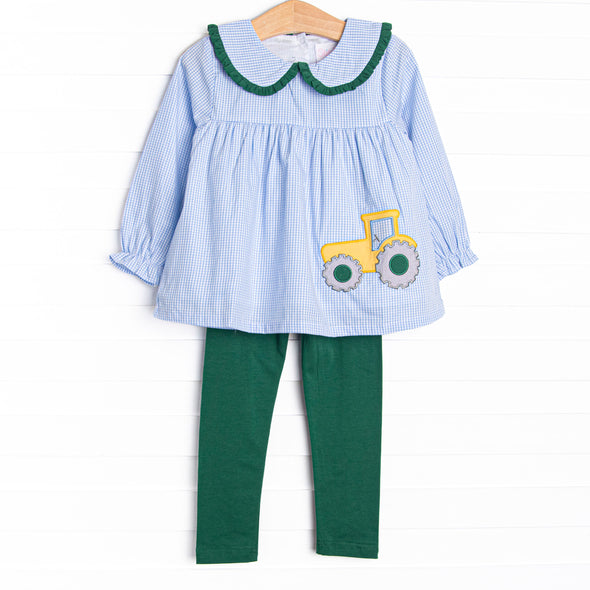 Harvest Hauler Applique Legging Set, Green