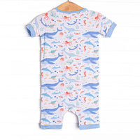 Deep Blue Discovery Bamboo Short Zippy Pajama, Blue