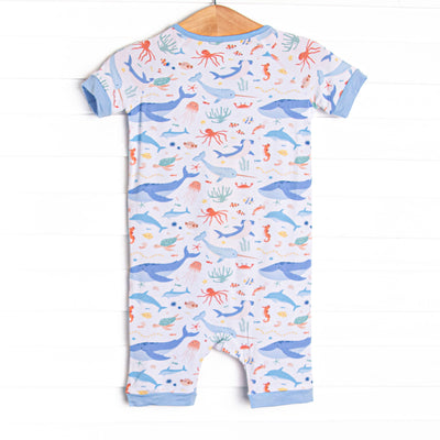 Deep Blue Discovery Bamboo Short Zippy Pajama, Blue