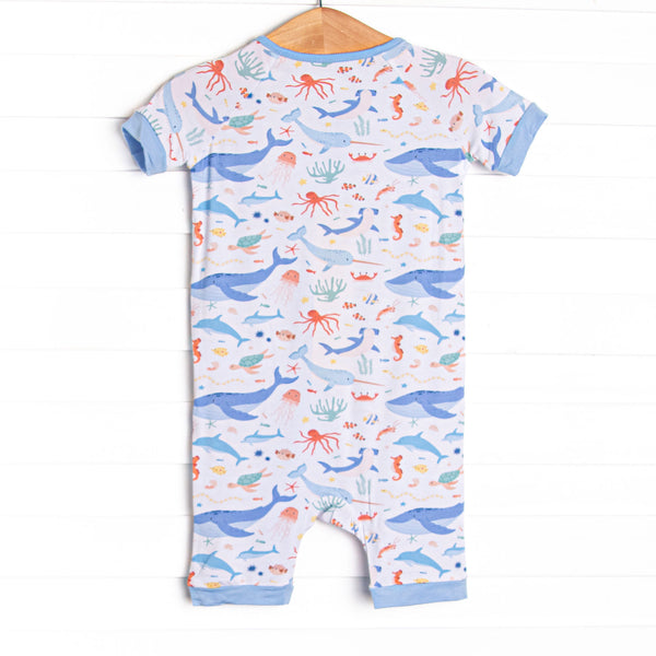 Deep Blue Discovery Bamboo Short Zippy Pajama, Blue